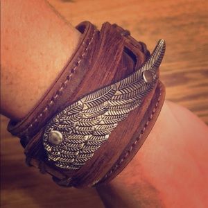 Angel Wing Leather Bracelet